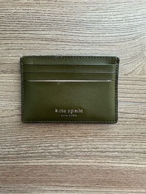 kate spade Olive Green Saffiano Leather Card Case